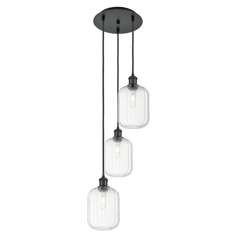 Innovations Lighting Endless Possibilities Ballston - Preston - 3 Light 13" Jar Shade Cord Hung Multi Pendant - Clear/Matte Black