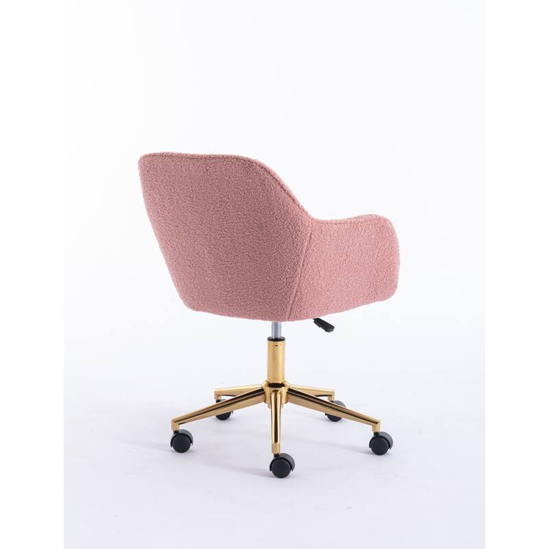 Modern Upholstered Home Office Chair with Adjustable Height & Gold Metal Legs, 360° Swivel