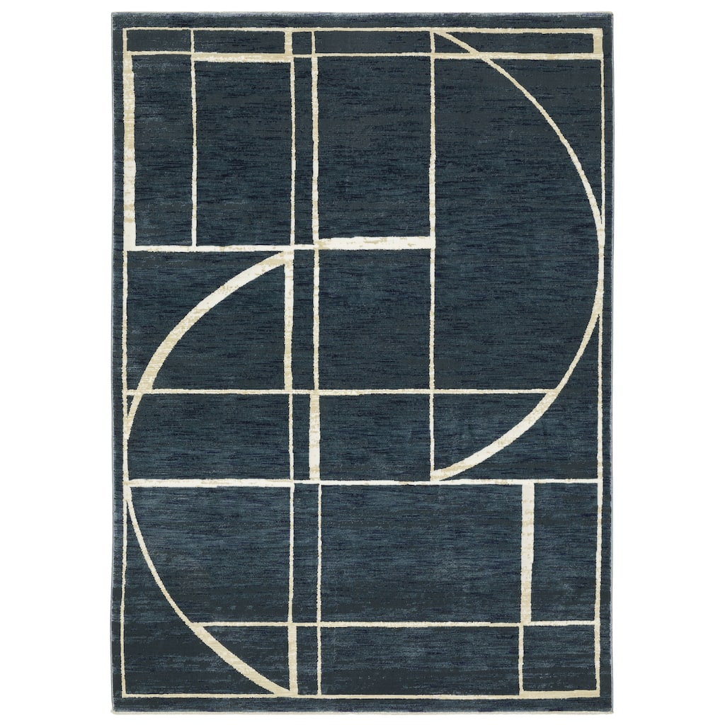Style Haven Raphael Geometric Blue/ Ivory Mixed Pile Area Rug
