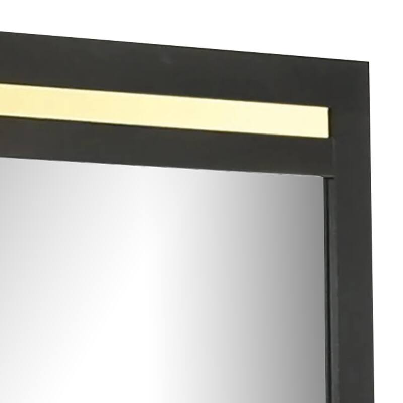 Yoki 41 Inch Dresser Mirror, Modern Glam Black with Gold Acrylic Accents - Black, Gold