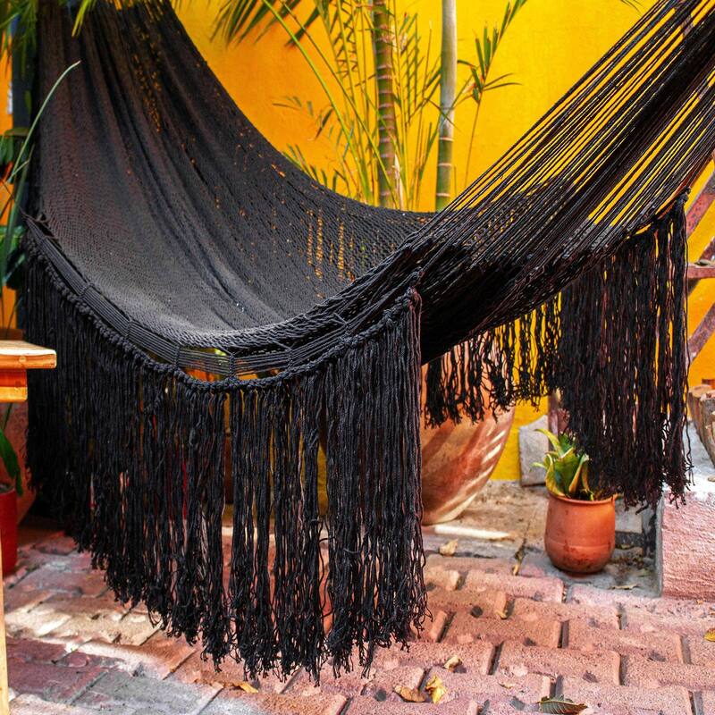 Novica Handmade Ebony Cascade Cotton Rope Hammock (Double)