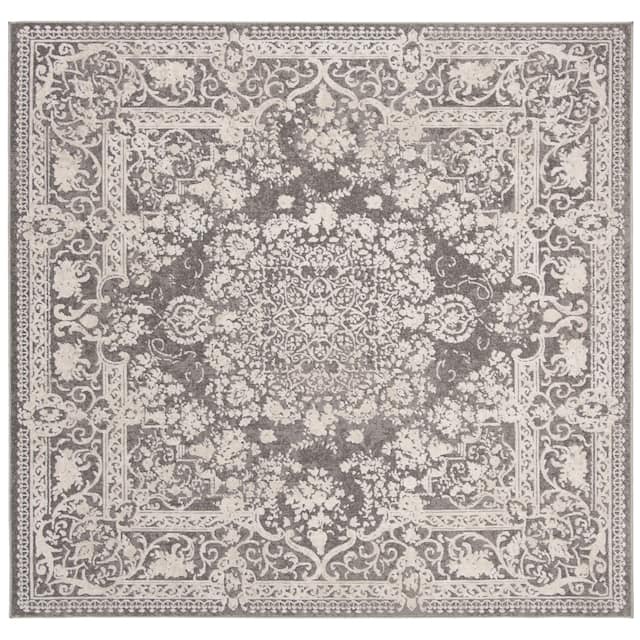 SAFAVIEH Reflection Nedelja Charming Oriental Rug - 6'7" x 6'7" Square - Dark Grey/Cream