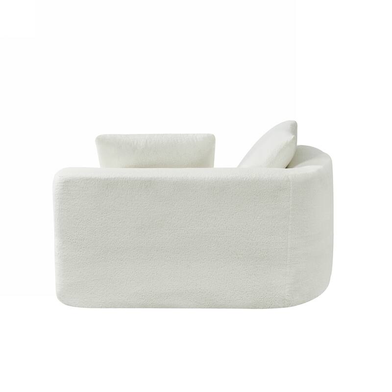 116" Pearl Upholstery Curved Sectional Sofa with Chaise Lounge, High-Density Compressed Sponge Design