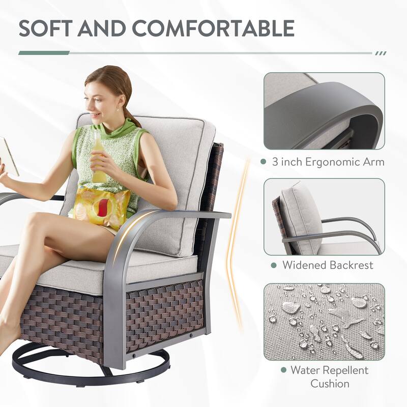 Patio Swivel Rocker Chair Glider Chair with Ottomans