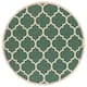 SAFAVIEH Courtyard Kathy Indoor/ Outdoor Waterproof Patio Backyard Rug - 6'7" x 6'7" Round - Dark Green/Beige