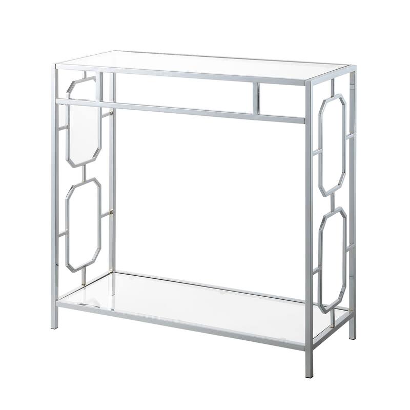 Convenience Concepts Omega Chrome Glass Hall Table with Shelf On Sale