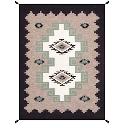 Pasargad Home Tuscany Reversible Wool Mocha Area Rug - 5' 2'' X 6'11''