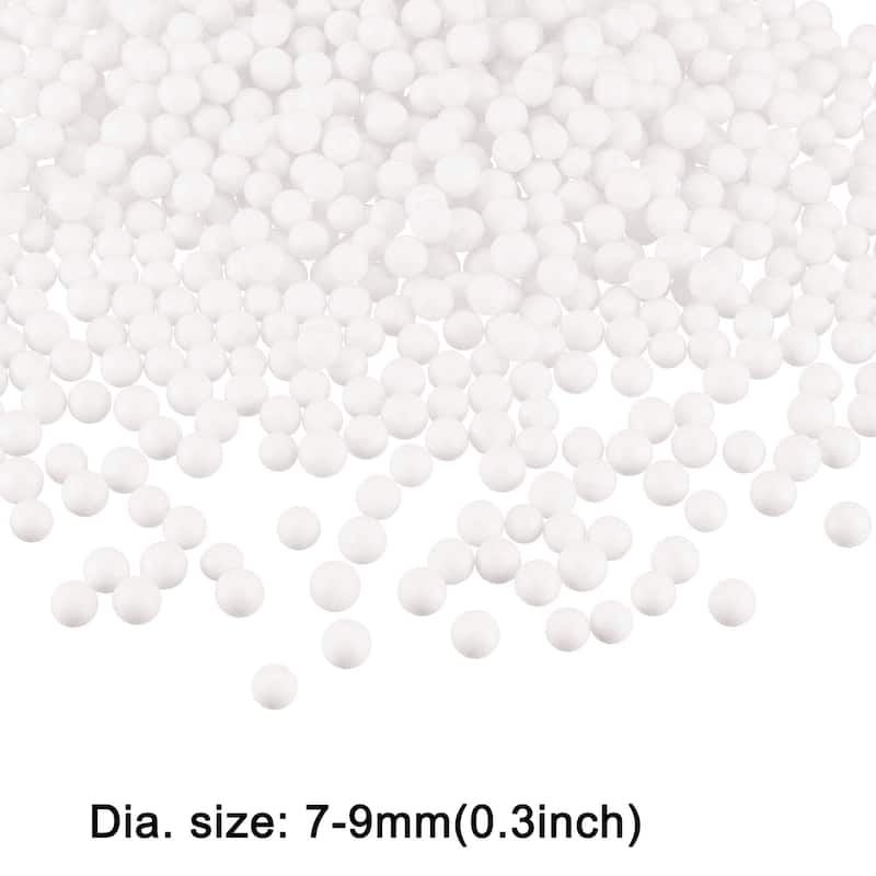 1 Pack 0.3" White Polystyrene Foam Ball Beads for the Arts, DIY Crafts