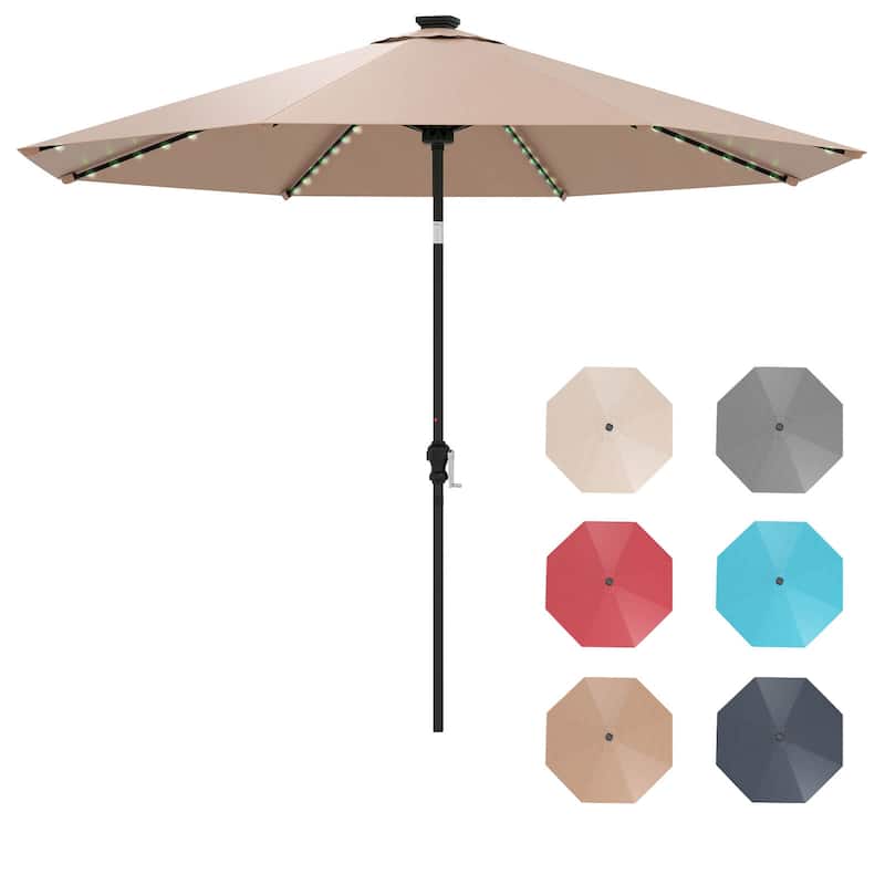Costway 10 FT Solar Patio Umbrella with 96 LED Lights 35° Adjustable