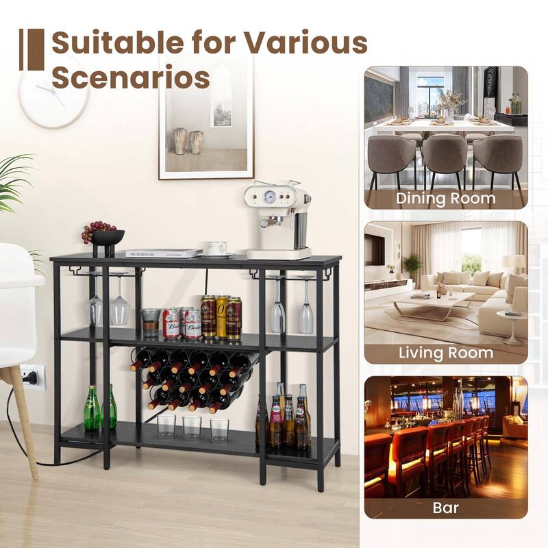 Costway Wine Cabinet Bar Table Rack Table for Drinks Glasses with - See Details