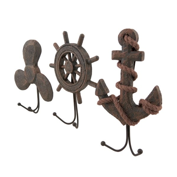 Whale Tail Cast Iron Wall Hook 4 3/4 Inch (Set of 3)