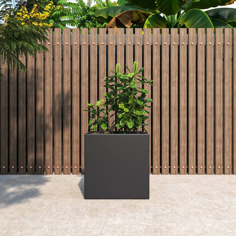 Fern Modern Square Fiberstone and MGO Clay Planter with Drainage for Indoor & Outdoor Home Office Patio Yard Decor