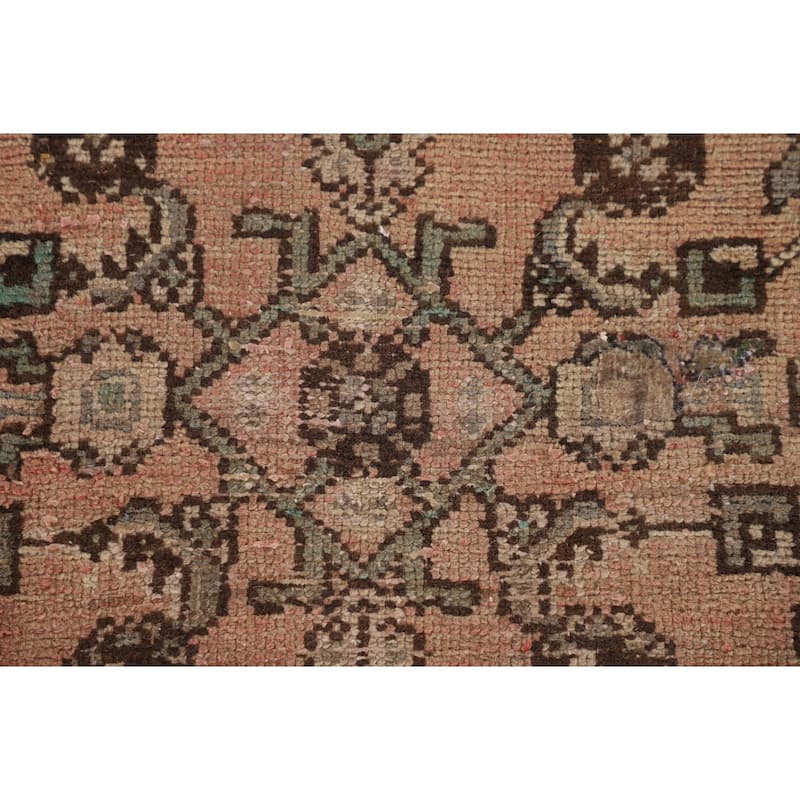 Distressed Hamedan Persian Vintage Runner Rug Handmade Wool Carpet - 3'4" x 9'8"