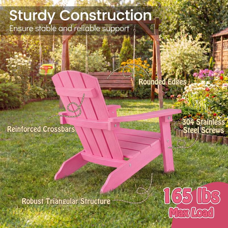 Gymax 2PCS Kid's Adirondack Chair All-Weather HDPE Toddler Lawn Chair