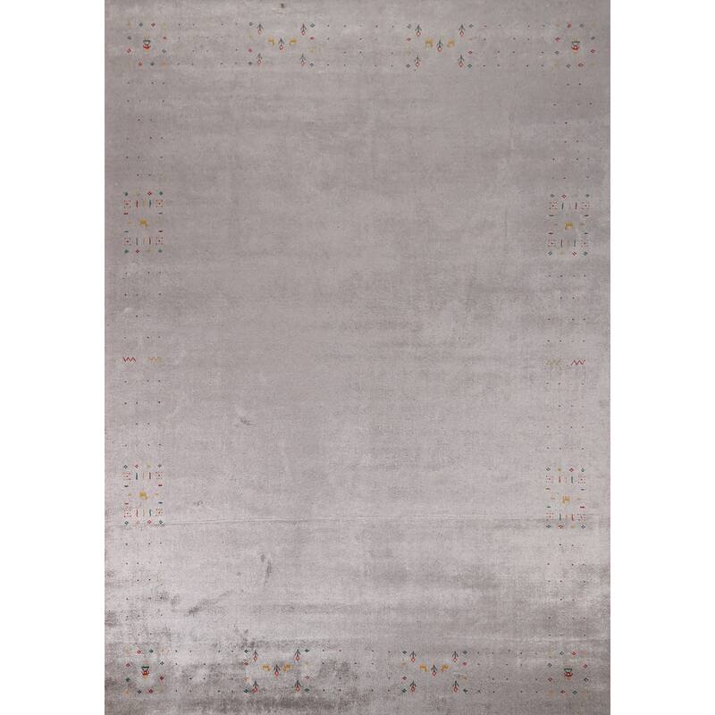 Tribal Gabbeh Indian Area Rug Silk Carpet - 9'0" X 11'7"