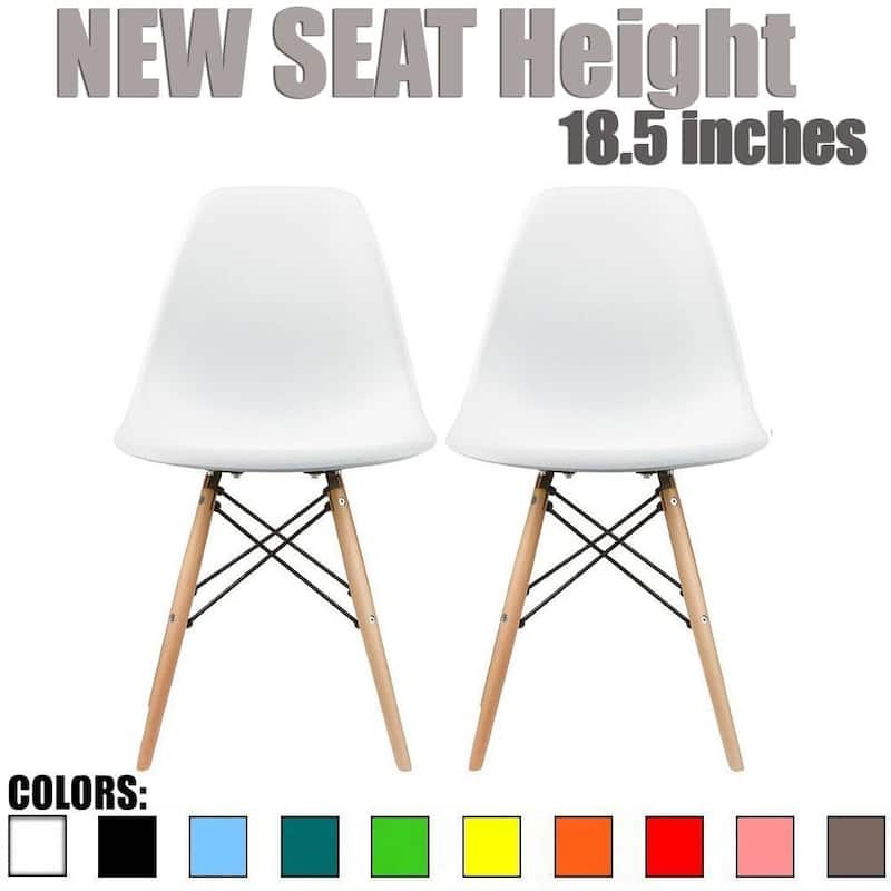 Plastic Eiffel Chairs Solid Wood Legs Molded Modern Armless Side Dining For Kitchen Work Office