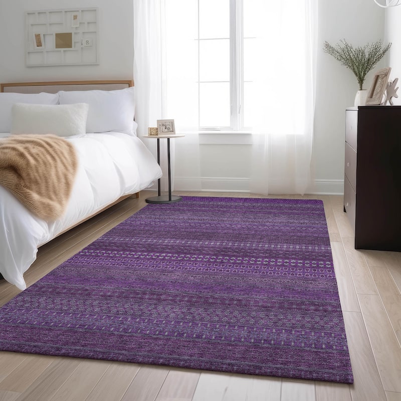 Premium Washable Super Soft Boho Stripes Mayfield Rug - Eggplant - 8' x 10' - Rectangle