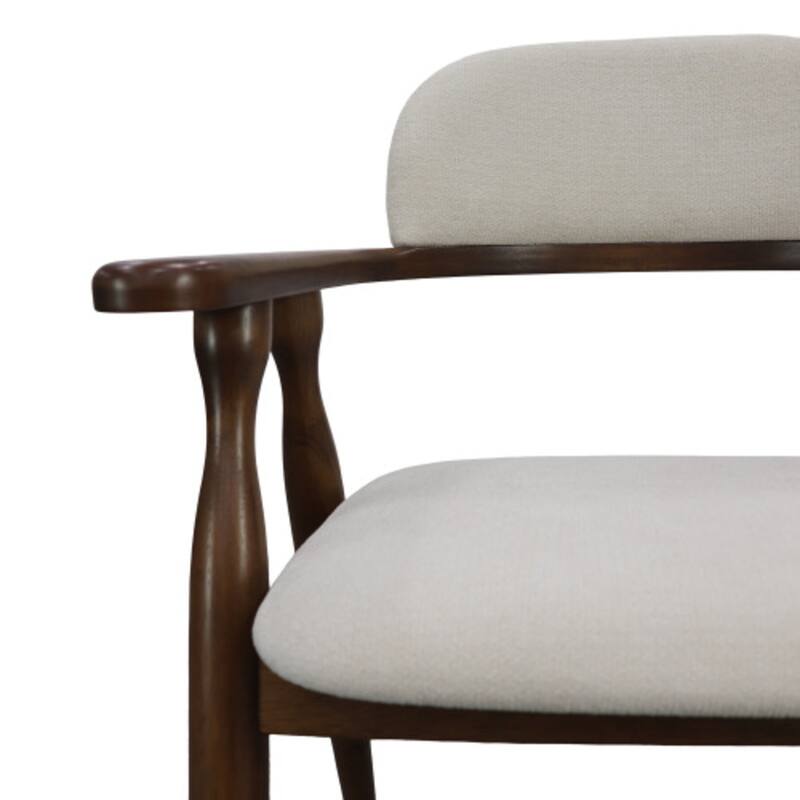 Christopher Knight Home - Mid-Cenutry Farmhouse Upholstered Wood Dining Chairs with Curved Backrest and Armrest, Set of 2
