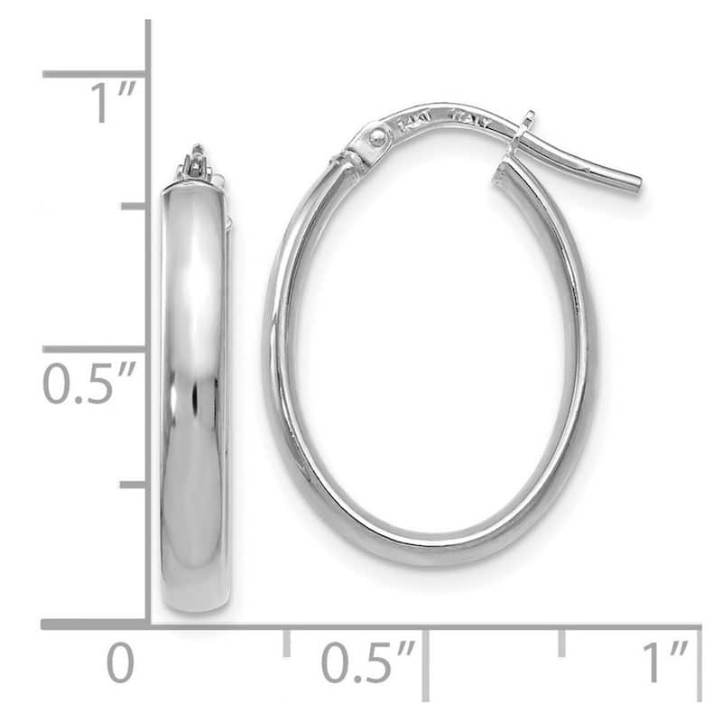 Curata 14k White Gold 22x3mm Polished Domed Oval Hoop Earrings