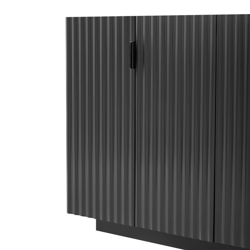 4 Wavy Doors Ample Storage Space Sideboard with Adjustable Shelves