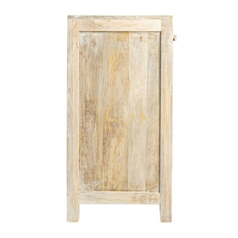 Mango Wood and Cane 2-Door Cabinet with 2 Shelves