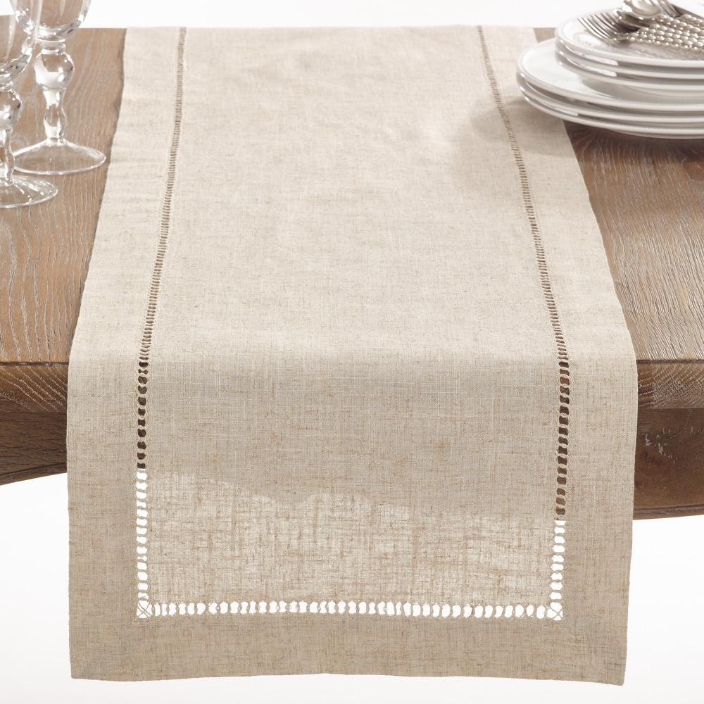 Plain Table Runner With Hemstitched Design