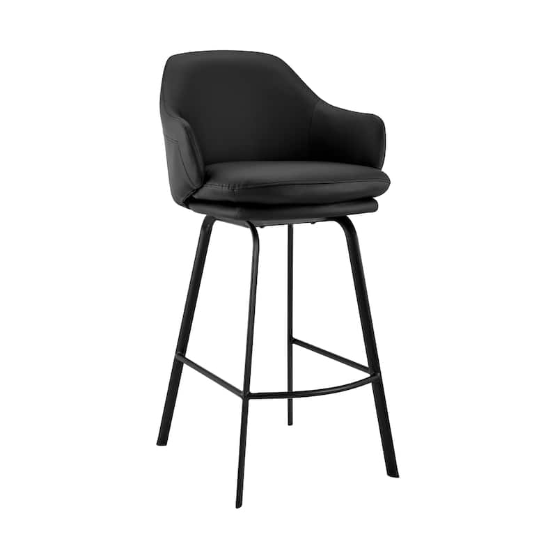 Brigden Faux Leather Upholstered Bar or Counter Swivel Stool - Black matte powder coating