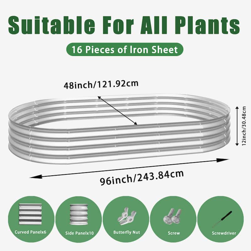 2Pcs 8x4x1ft Raised Garden Bed Kit, Galvanized Planter Raised Garden Beds, Heavy Duty, Rust-Resistant, Easy Assembly