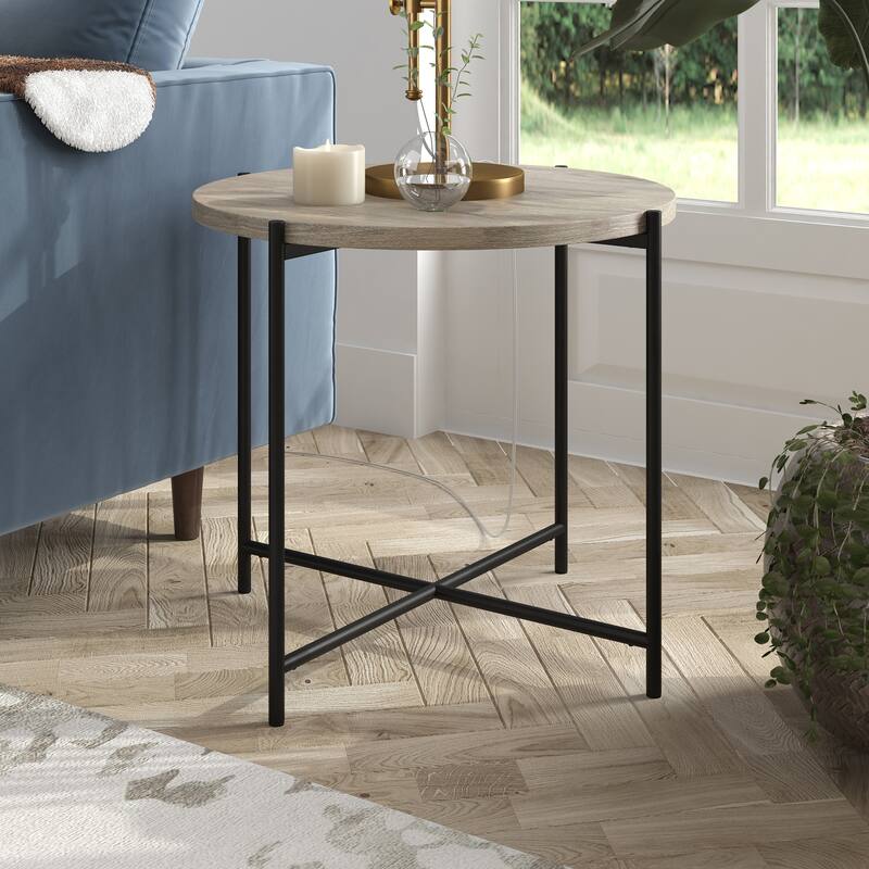Loretta 23.63" Wide Round Side Table with MDF Top