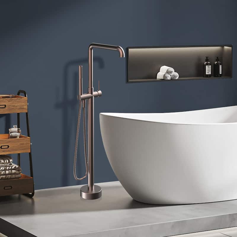 Topcraft Floor Mounted Bathtub Filler with Handheld Showerhead