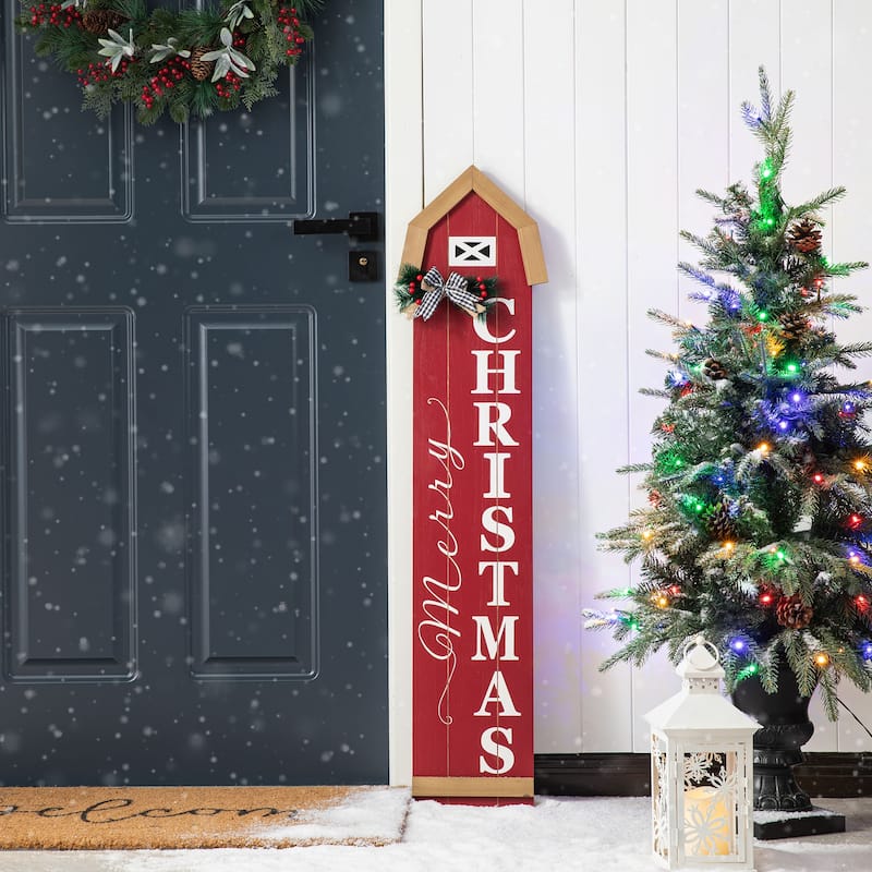 Glitzhome 42"H Christmas Wooden"Merry Christmas" Porch Sigh - Merry Christmas - 42"