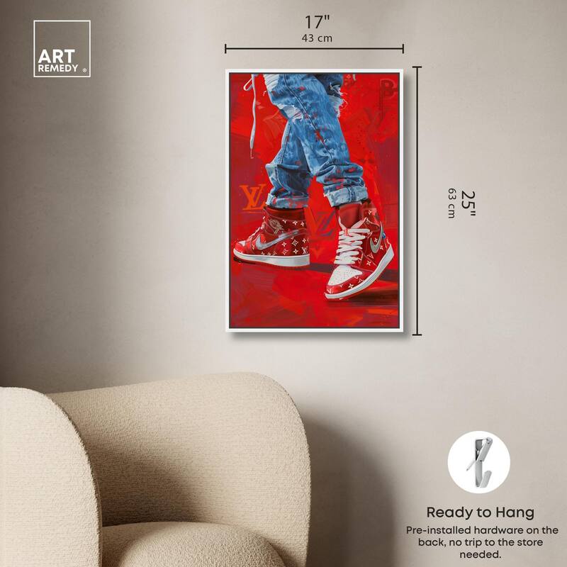 Bold Red Glam Sneakers Canvas by Art Remedy