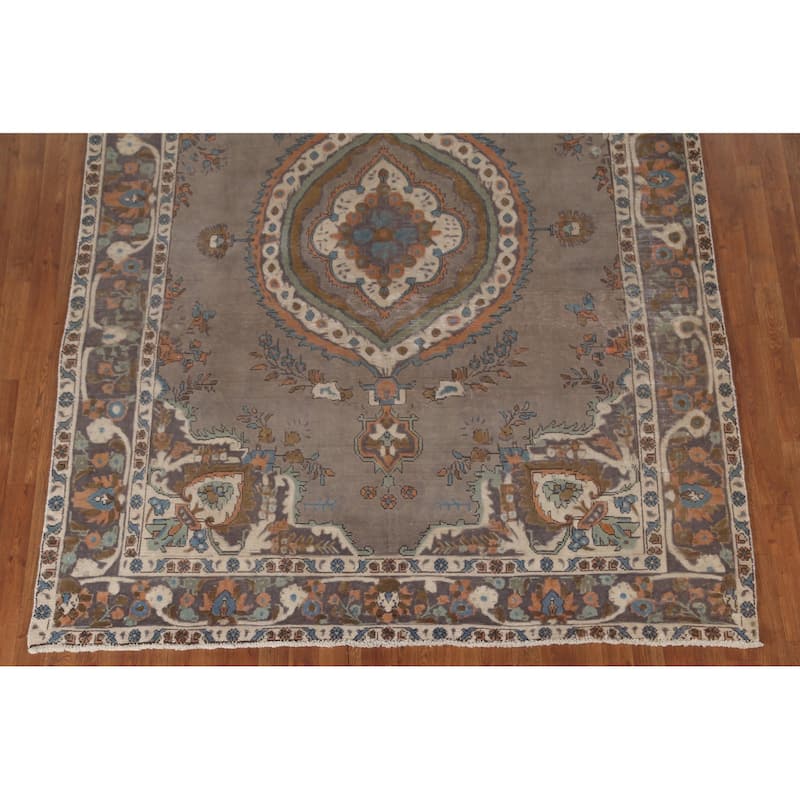 Over-Dyed Tabriz Persian Vintage Rug Hand-Knotted Wool Carpet - 6'10"x 9'2"