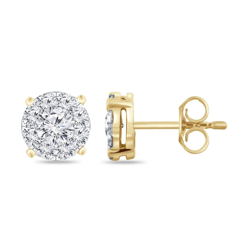 Auriya 14k Gold 5/8ctw Round Pave Diamond Stud Earrings (H-I, I1-I2)