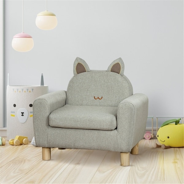 slide 2 of 6, Stylish Seating Kids' Sofa Chair Seats That Blend Fun with Function - 24" L x 16.5" W x 20.75" H Grey