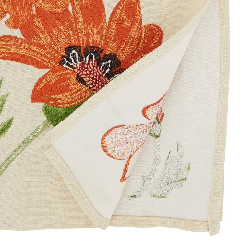 Elegant Bloom Embroidered Flowers Table Runner