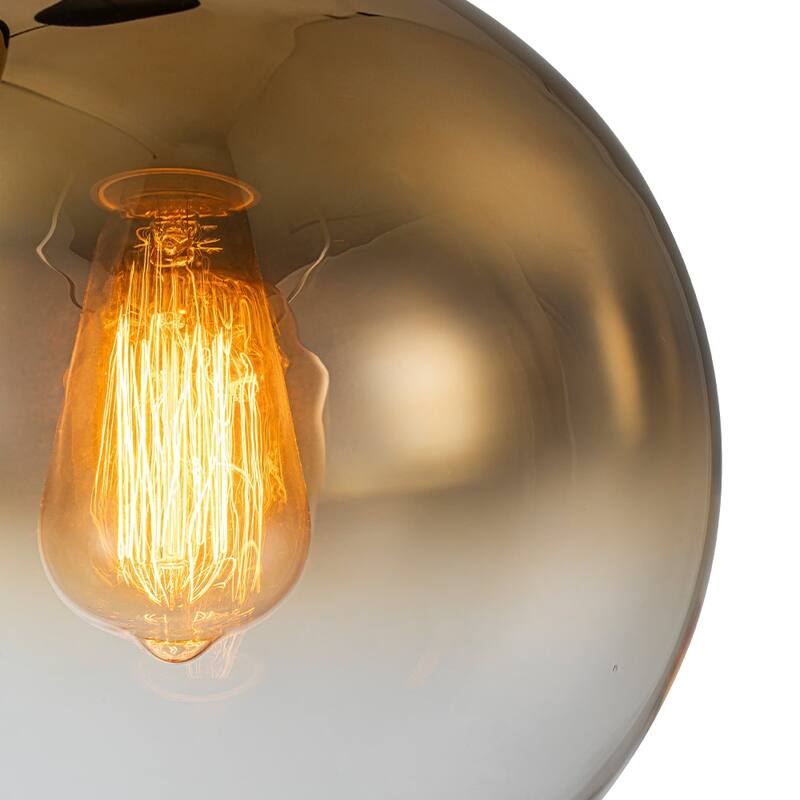 3-Light Round Polished Glass Globe Bubble Pendant Light