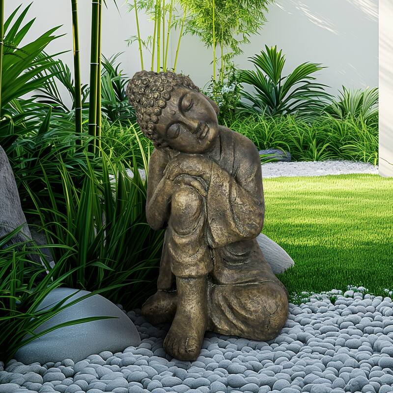 16.1in H Concrete Garden Statue for Outdoor, Statue for Home and Garden(Buddha)