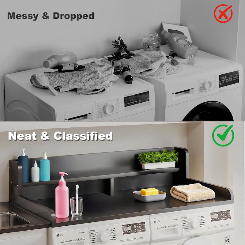 2-Tier Washer and Dryer Countertop with 2.75" H Guard, 54" W x 27.5" D Laundry Countertop Cover
