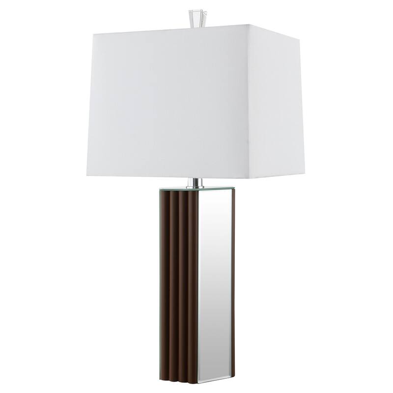 Elena 30-Inch Square Tapered Mirrored Table Lamp Brown