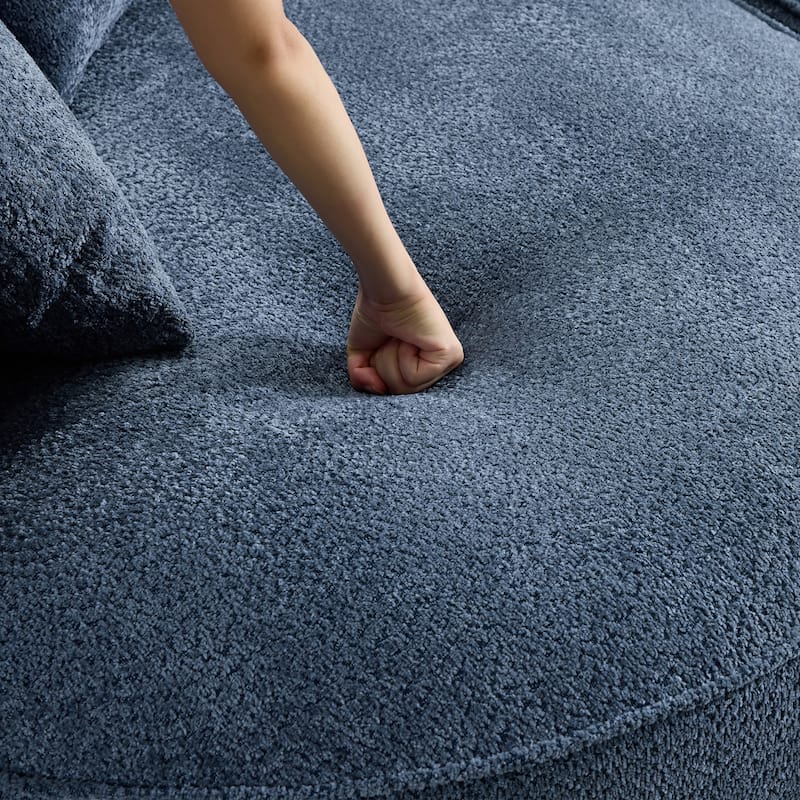 L Shape Sectional Sofa with Curved Chaise Lounge, High-Resilience Sponge Boneless Sofa, Upholstered Sofa with Throw Pillows