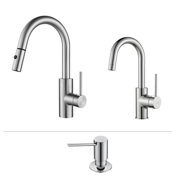 Kraus 3-in-1 Oletto Pulldown Kitchen Faucet, Bar Faucet and Dispenser