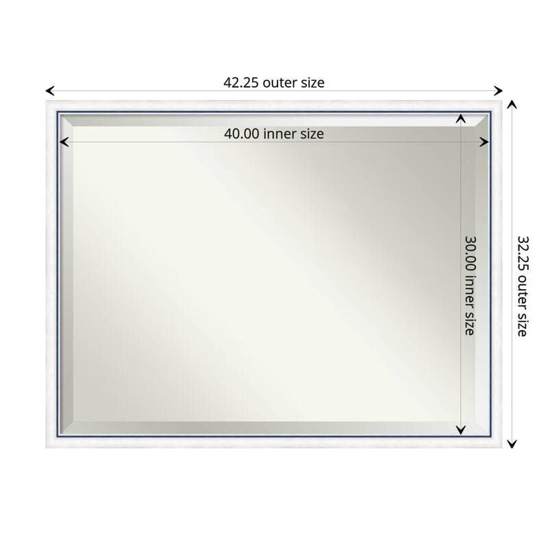 Morgan Beveled Wood Framed Bathroom Vanity Wall Mirror - Morgan White Blue - Glass Size 40x30