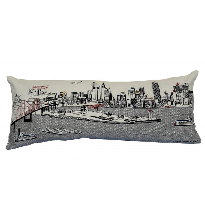HomeRoots 35" White Memphis Daylight Skyline Lumbar Decorative Pillow