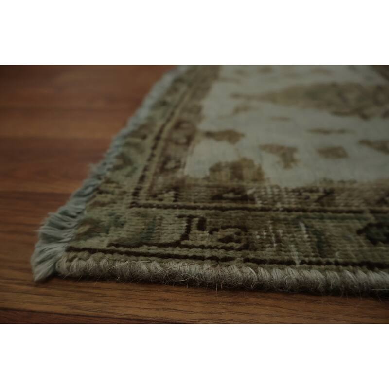 Hand Knotted Oriental 100% Wool Carpet Traditional Floral Green Tabriz Area Rug - 12' 7'' X 9' 3''