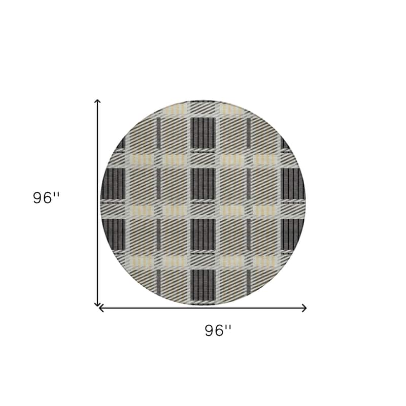 HomeRoots Plaid Transitional Rectangle Outdoor Rug