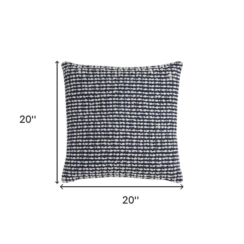 HomeRoots 20" X 20" Blue and White Weave Cotton Zippered Pillow
