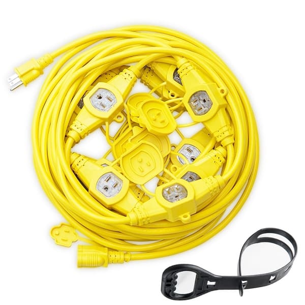 50FT 14 Gauge Multi Indoor/Outdoor Power Extension Cord,Multiple EvenlySpaced 11 Outlet,Cord