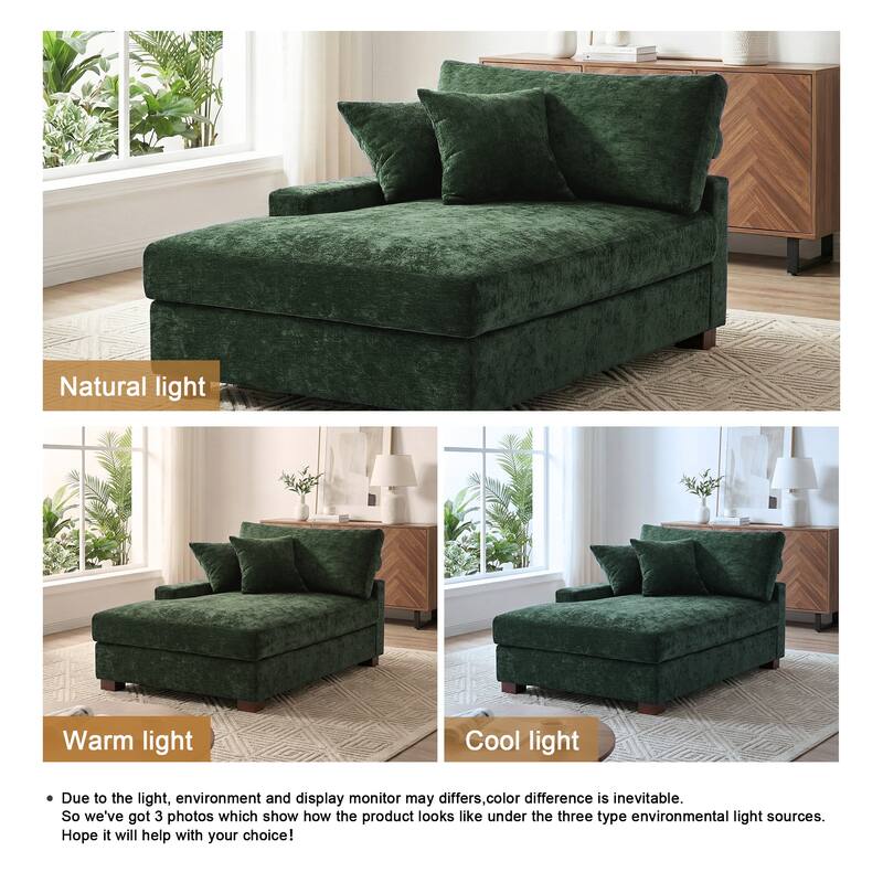 40.8"W Modern Chenille Upholstered Chaise Lounge with Pillow