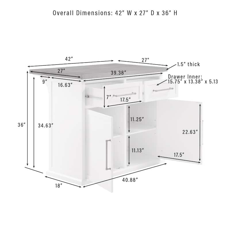 Crosley Bartlett Wood Top Kitchen Island - 27"d x 42"w x 36"h